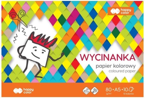 Zeszyt papierów kolorowych wycinanka 10 szt A5 80 g Happy Color