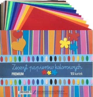 Zeszyt papierów kolorowych nabłyszczanych wycinanka premium 15 kolorów A5