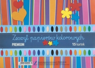 Zeszyt papierów kolorowych nabłyszczanych wycinanka premium 15 kolorów A5