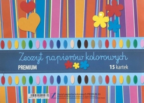 Zeszyt papierów kolorowych nabłyszczanych wycinanka premium 15 kolorów A5