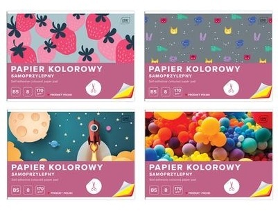 Zeszyt papierów kolorowych samoprzylepnych wycinanka 8 kolorów B4 Interdruk
