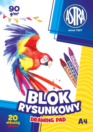 blok rysunkowy biały gruby A4 100 g/m2 20 kartek Astra