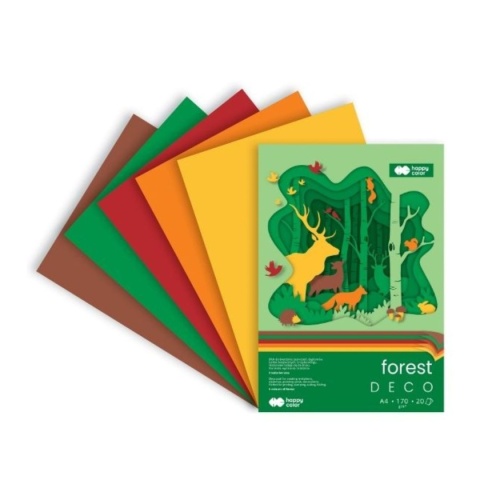 blok techniczny A4 20 k 170 g DECO forest 5 kolorów w tonacji lasu