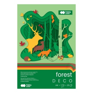 blok techniczny A4 20 k 170 g DECO forest 5 kolorów w tonacji lasu