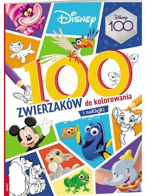 100 zwierzaków Disney do kolorowania kolorowanka z naklejkami
