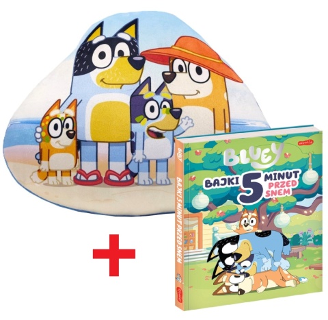Bajki 5 minut przed snem Bingo i Bluey Blue + poduszka velvet kształtka