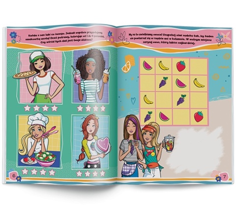 Barbie jesteśmy różni i to jest super! zadania rebusy naklejki