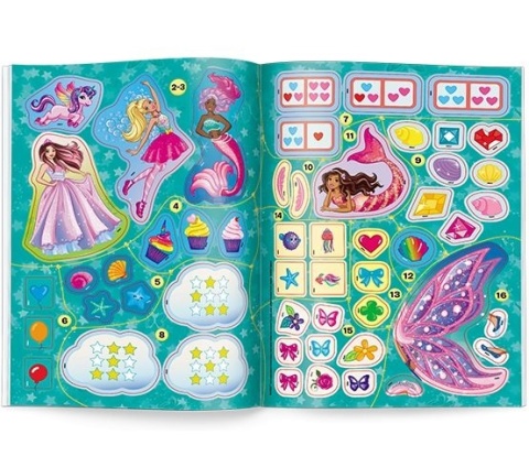 Barbie syrenki 100 brokatowych naklejek zadania rebusy labirynty