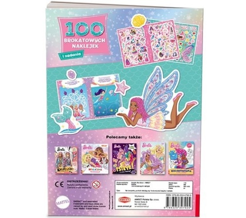 Barbie syrenki 100 brokatowych naklejek zadania rebusy labirynty