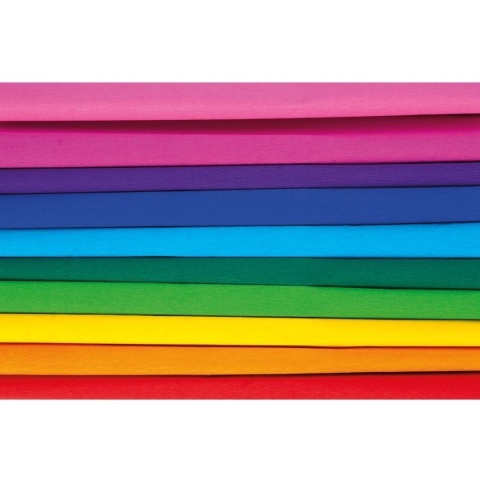 Bibuła marszczona karbowana Happy Rainbow tęczowy mix mini 25x200 cm 10 kol