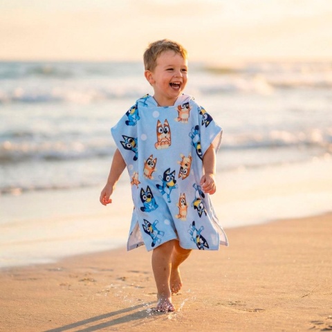 Bingo i Bluey ponczo poncho ręcznik plażowy z kapturem 50x115 cm