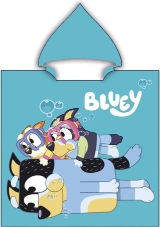Bingo i Bluey z tatą ponczo poncho ręcznik szybkoschnący Blue 55x110