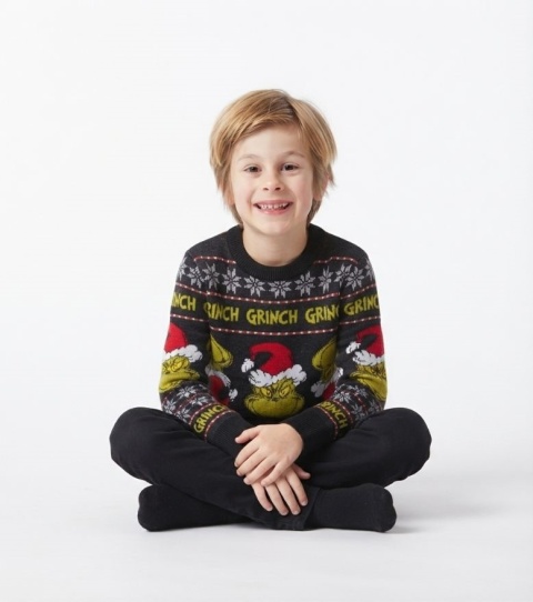Sweter chłopięcy Grinch jesień zima świąteczny młodzieżowy 134/140