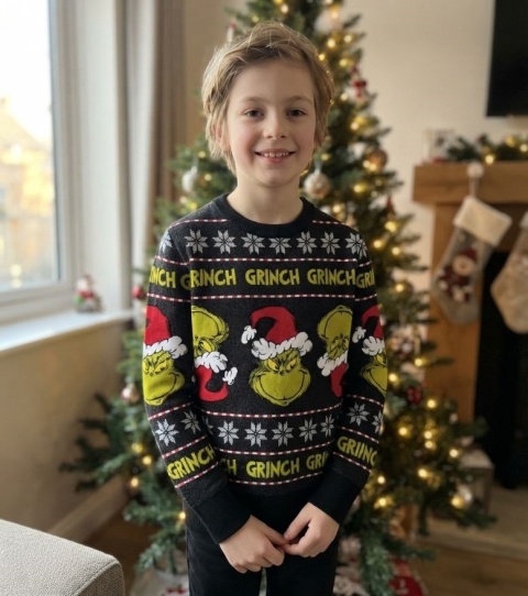 Sweter chłopięcy Grinch jesień zima świąteczny młodzieżowy 134/140