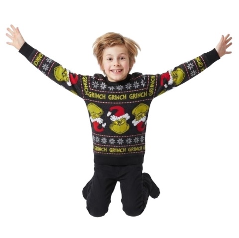 Sweter chłopięcy Grinch jesień zima świąteczny młodzieżowy 134/140