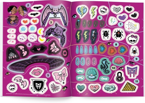 Dekornik kolorowanka Monster High w środku naklejki