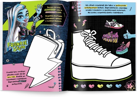 Dekornik kolorowanka Monster High w środku naklejki