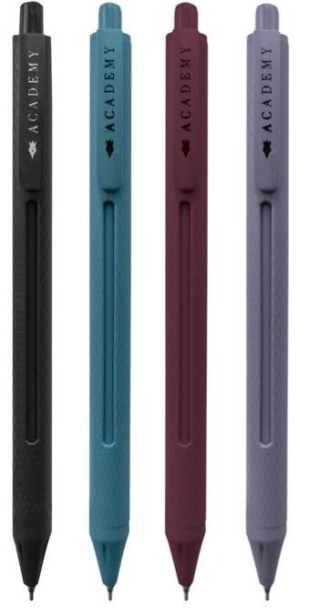 Długopis niebieski 0,7mm automatyczny Stripe Interdruk Academy zestaw 4szt