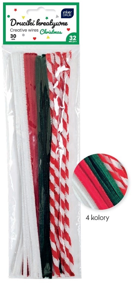 Druciki kreatywne CHRISTMAS 30 cm mix 32 szt Interdruk