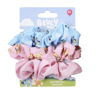 Gumki frotki scrunchies Bluey i Bingo pieski zestaw 3 szt