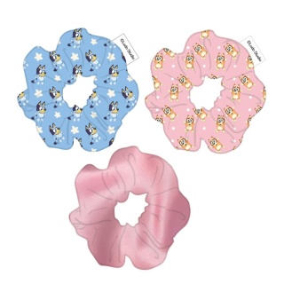 Gumki frotki scrunchies Bluey i Bingo pieski zestaw 3 szt