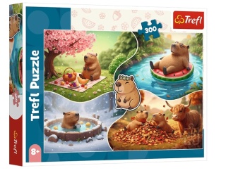 Puzzle 300 el. Cztery pory roku z kapibarami