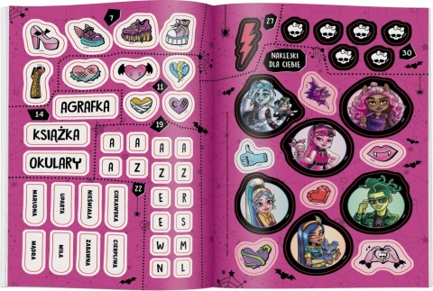 Kłyzownik Quizy i zagadki łamigłówki Monster High w środku naklejki