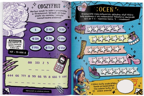 Kłyzownik Quizy i zagadki łamigłówki Monster High w środku naklejki