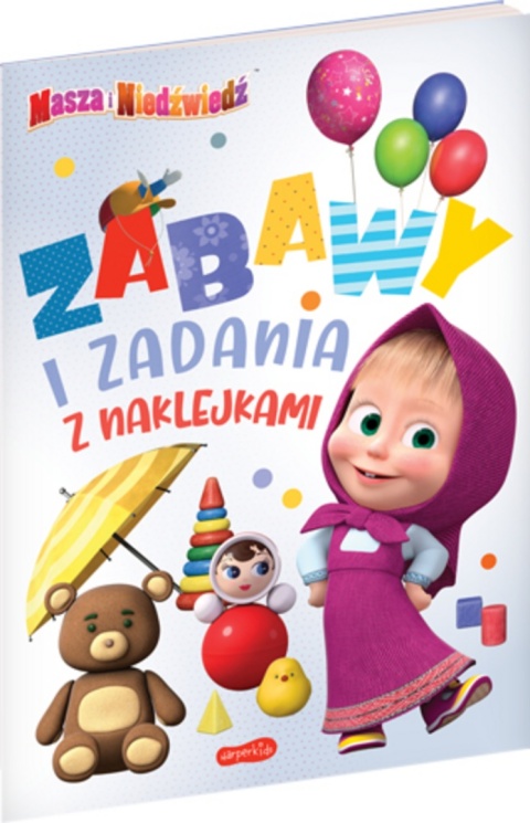 Masza i Niedźwiedź kolorowanka zabawy i zadania z naklejkami