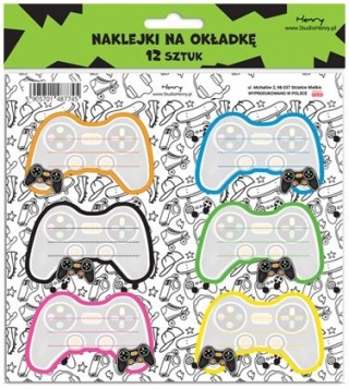 Naklejki nalepki na zeszyty 12 szt game gra pad dla chłopca Henry