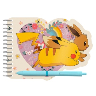 notesik na spirali z długopisem i zawieszką POKEMON Eevee Pikachu