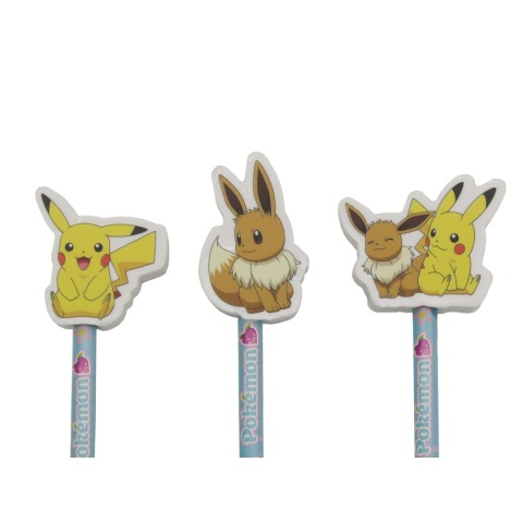 Ołówek z gumką gumka do mazania kształtka Pokemon Eevee i Pikachu 3 szt