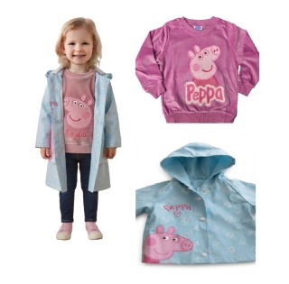 Zestaw Świnka Peppa Płaszcz przeciwdeszczowy + Bluza velvet 98