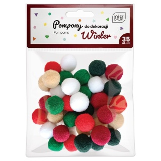 Pompony 2 cm WINTER CHRISTMAS 35 szt., Interdruk