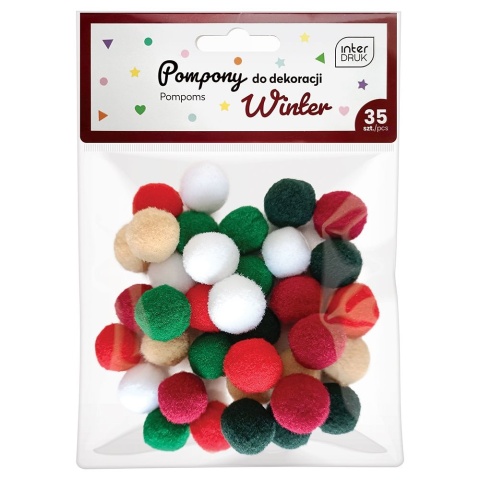 Pompony 2 cm WINTER CHRISTMAS 35 szt., Interdruk