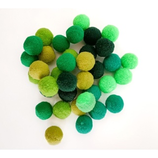 Pompony 2 cm zielone JUNGLE 35 szt., Interdruk