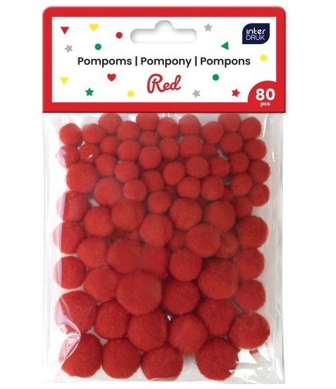 Pompony mix rozmiarów zielony 80 szt., Interdruk