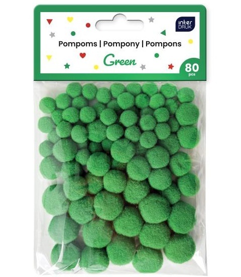 Pompony mix rozmiarów czerwony 80 szt., Interdruk