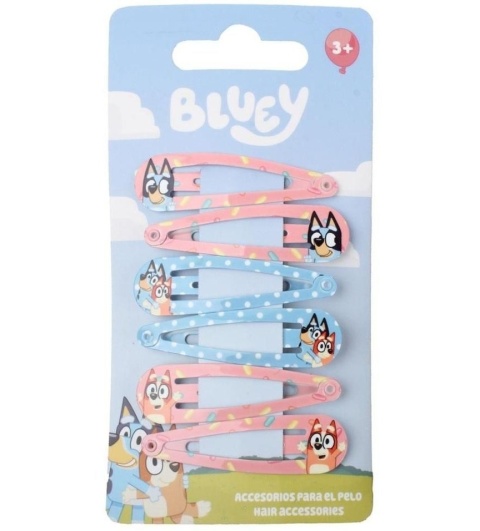 Spinki do włosów Bingo i Bluey pieski Blue 6 szt