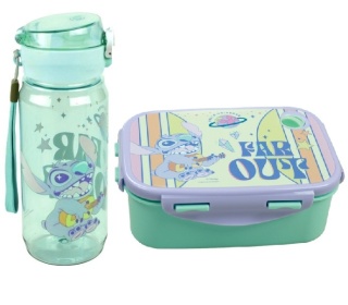 Bidon butelka z ustnikiem na wodę 600ml + śniadaniówka Lilo i Stitch
