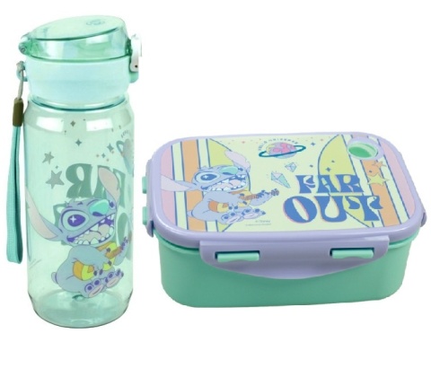 Bidon butelka z ustnikiem na wodę 600ml + śniadaniówka Lilo i Stitch