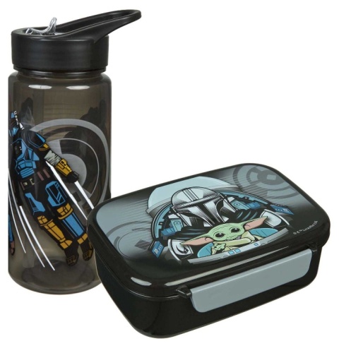 Bidon na wodę 500ml + śniadaniówka z przegródkami Star Wars Mandalorian