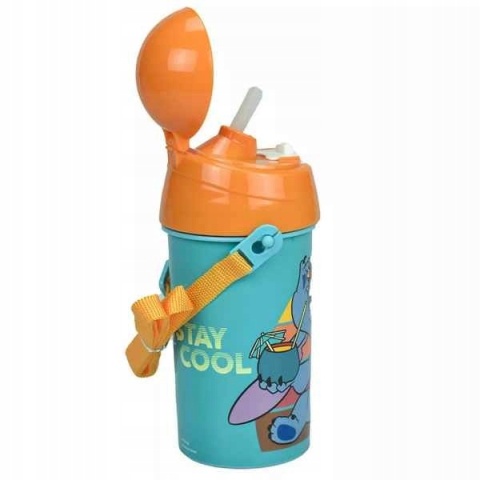 Bidon ze słomką na wodę Lilo i Stitch 500 ml z paskiem