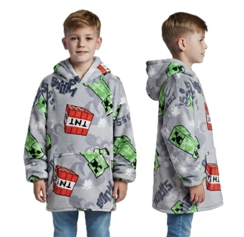 Bluza dziecięca sunddie Minecraft pluszowy koc polarowy ponczo 7-14 lat