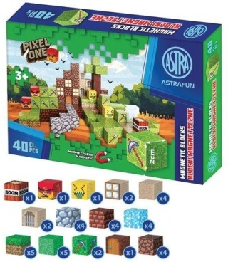 Klocki magnetyczne Pixel One Farma 40-el. Astrafun, Astra 007