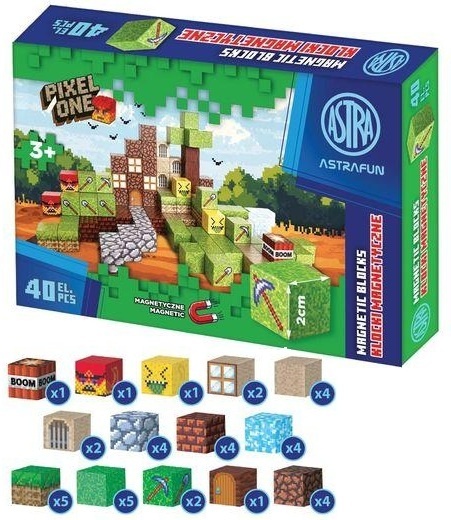 Klocki magnetyczne Pixel One Farma 40-el. Astrafun, Astra 007