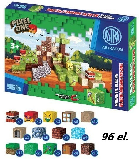Klocki magnetyczne Pixel One farma 96-el. Astrafun, Astra 009