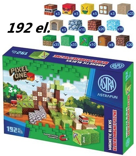 Klocki magnetyczne Pixel One farma 192-el. Astrafun, Astra 010