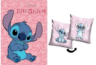 Koc kocyk polarowy LILO I STITCH 100x140cm+ poszewka na poduszkę 40x40
