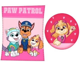 Kocyk koc polarowy pled narzuta PSI PATROL Skye 100x140+ poduszka kształtka